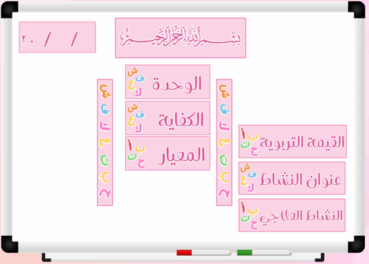 بطاقات السبورة ثيم لغة عربية